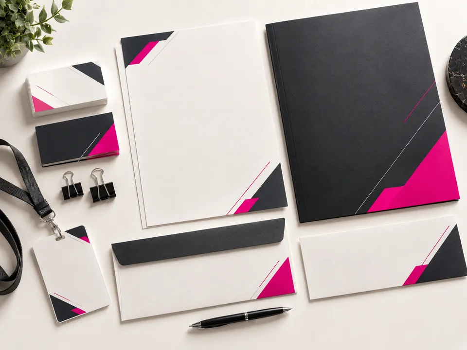 Corporate stationery set printed in Jaipur: visiting cards, letterhead, envelopes and ID card