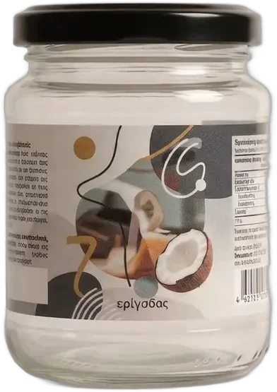 Glass jar with a printed product label