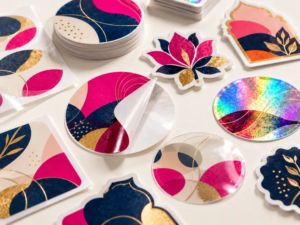 Die-cut, transparent and holographic custom stickers — sticker printing in Jaipur